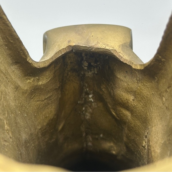 Large Brass Ladies Victorian Lace Up Heel Boot Shoe Heavy Planter Vase - Picture 10 of 15